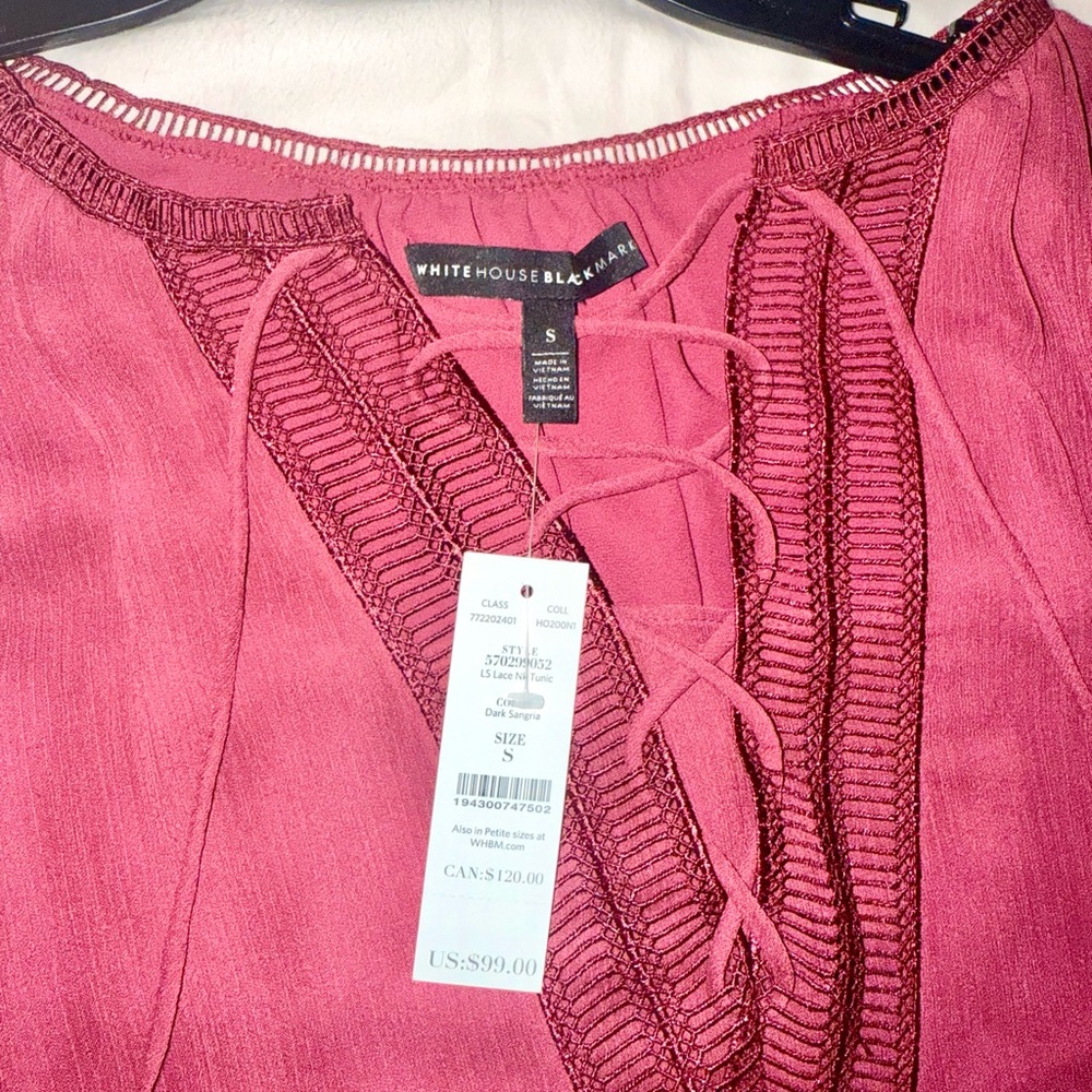 White House Black Market Burgundy-red Blouse, brand new with tag - Picture 4 of 7